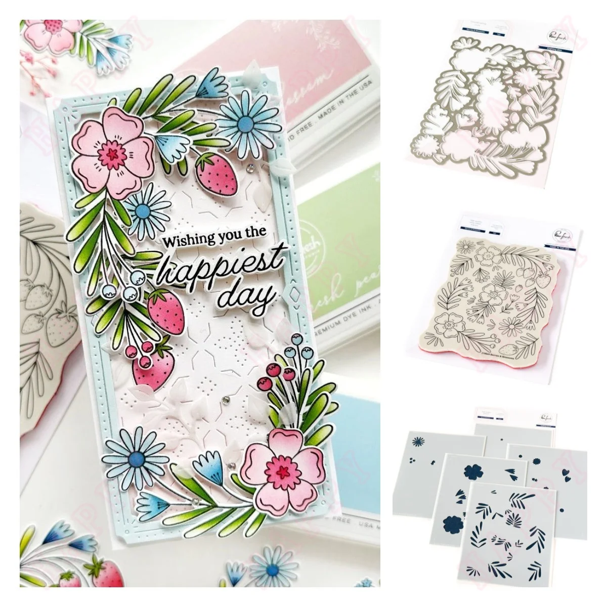 

Berries & Blossoms Metal Cutting Dies Stamps Stencil for Scrapbook Diary Decoration Embossing Template DIY Card Spring New 2024