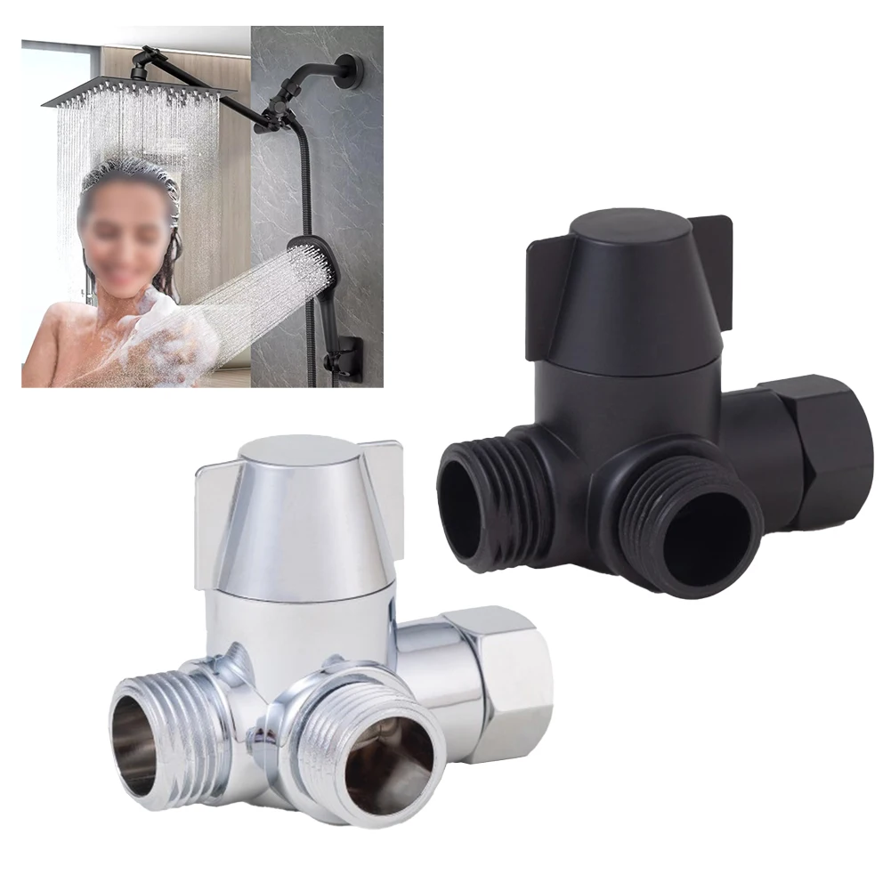 3-Way G1/2 Outlet Shower Head Diverter Valve T-Adapter Shower Hose Tap Splitter Adjustable Faucet Switcher Bathroom Replacement