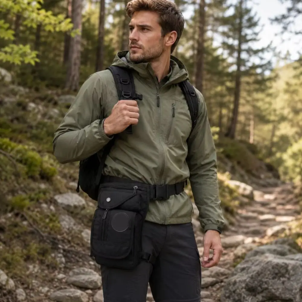 Men Canvas Drop Leg Bag Multi-Pocket Nylon Waist Pack Adjustable Straps Vintage Thigh Pouch Cycling