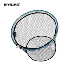 SANLIKE Fishing Net Collapsible Black Coated Dip Mesh Portable Handle Landing Net Aluminium Frame Fishing Tackle