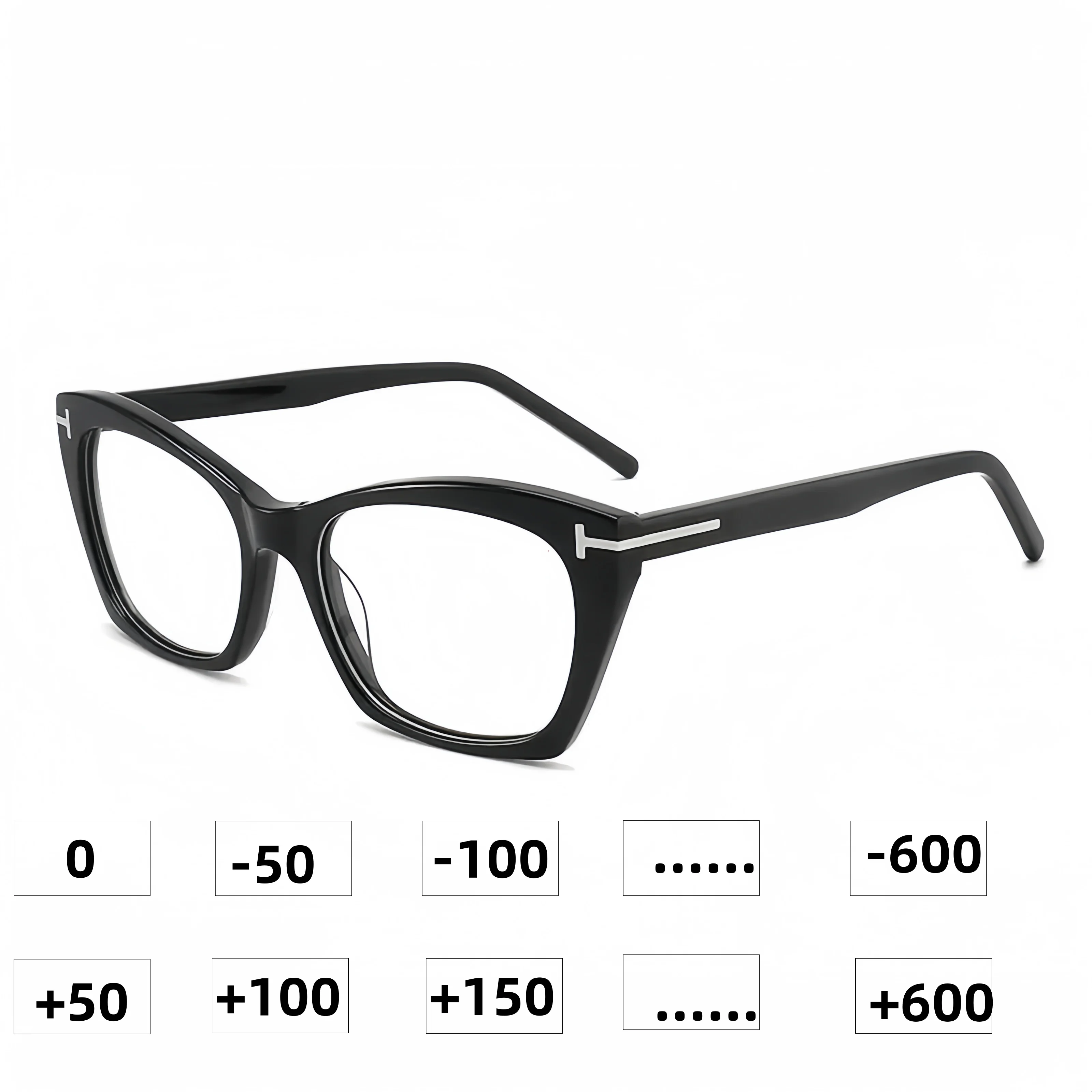 High Quality Reading Glasses Men Acetate Frame Retro Square Prescription Eyeglasses Optical Female Eyewear