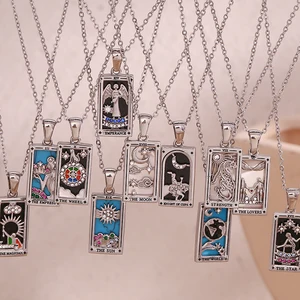 E.B. Belle-Aço Inoxidável O-Chain Colar, Tarot Star Moon Sun Lovers Pingente, Design original, Novo em Jóias, 1 Peça 10 principais vendas diabolik lovers colar - №3