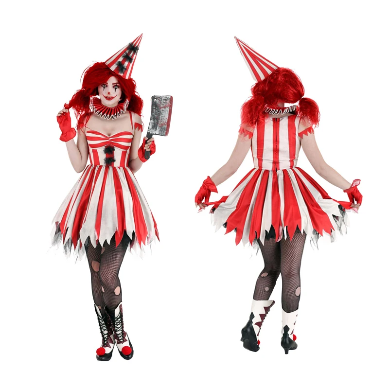 CosplayHalloween الرعب مهرج تأثيري ازياء أنيمي الكرتون سن المنشار السيرك المرأة مهرج فستان بتصميم حالم كرنفال حفلة عرض مسرحي D