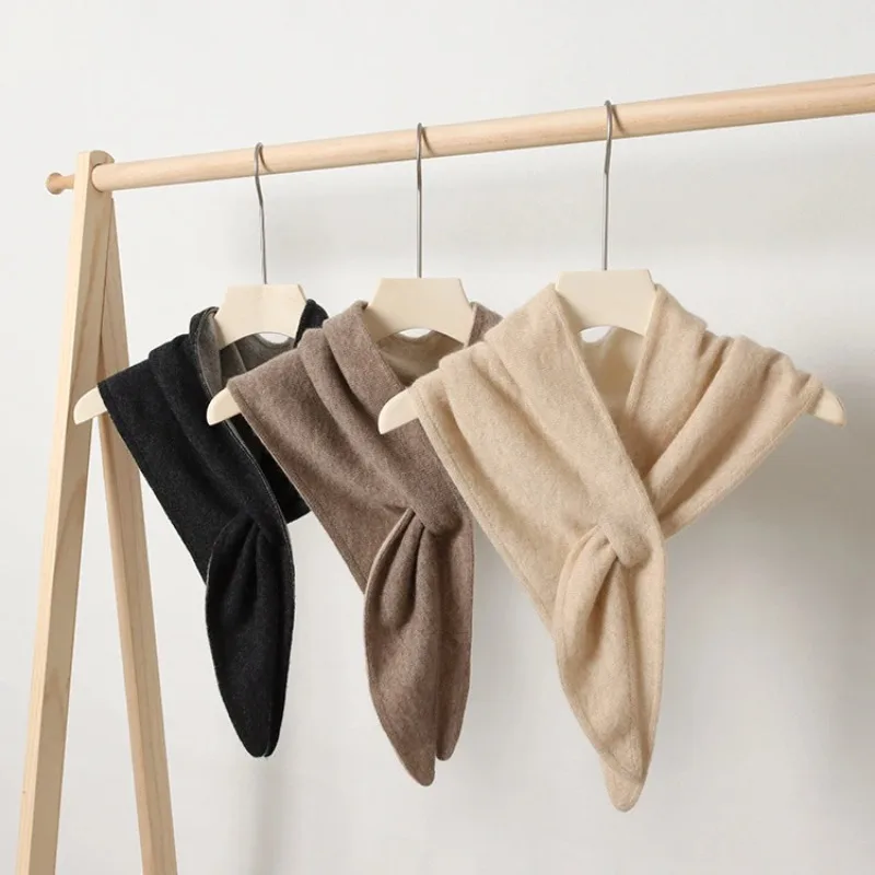 

Fashion Luxury Elastic Soft Knitted Shawl Shawl Warm Double Layer Winter Women's Triangle 100% Cashmere Wholesale Scarf