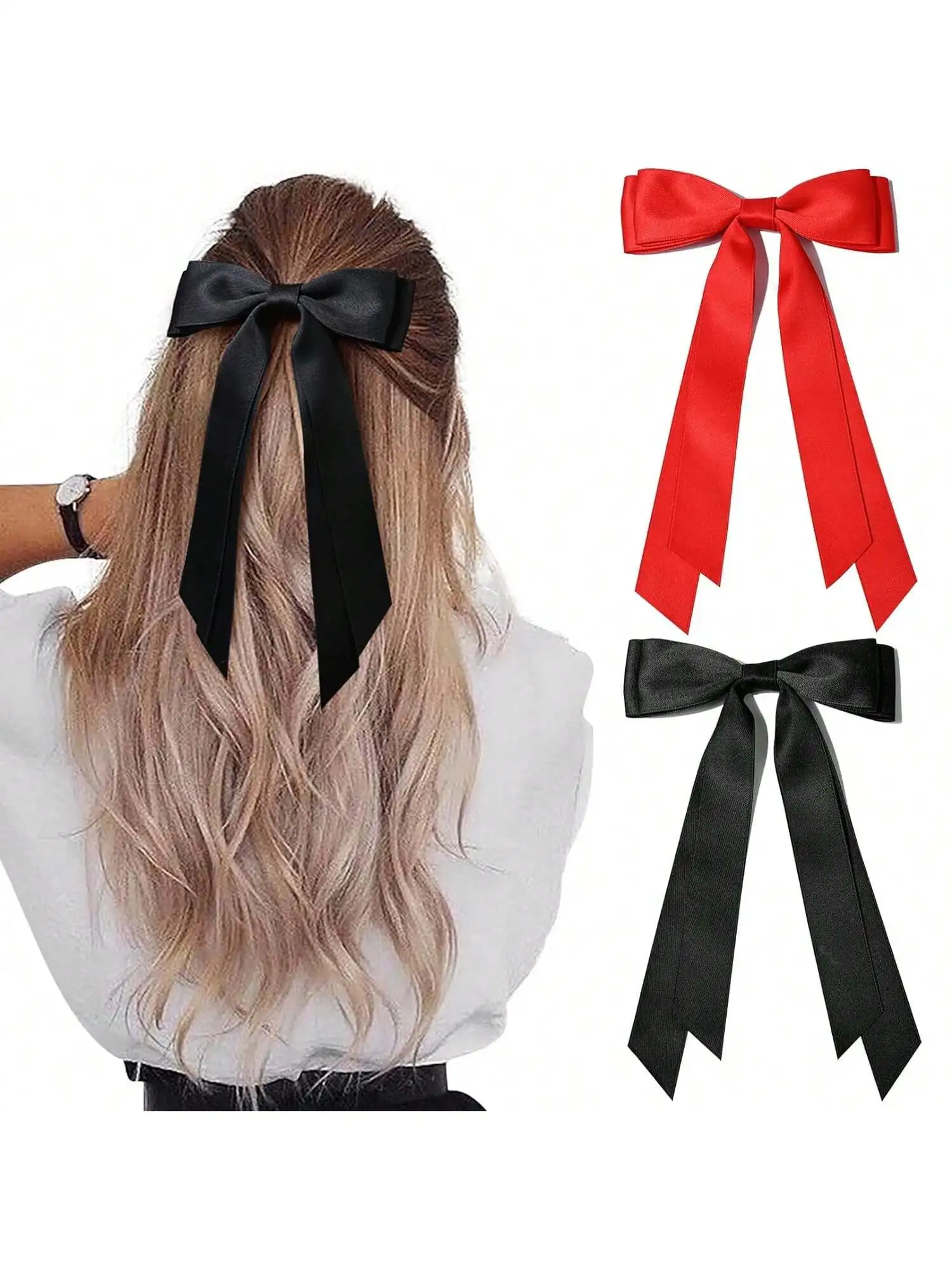 2pcs Double Bow Hair Clip Temperament Hair Accessory Headpiece Fixed Hair Suitable for Daily Wear Suitable for Ladies and Girls