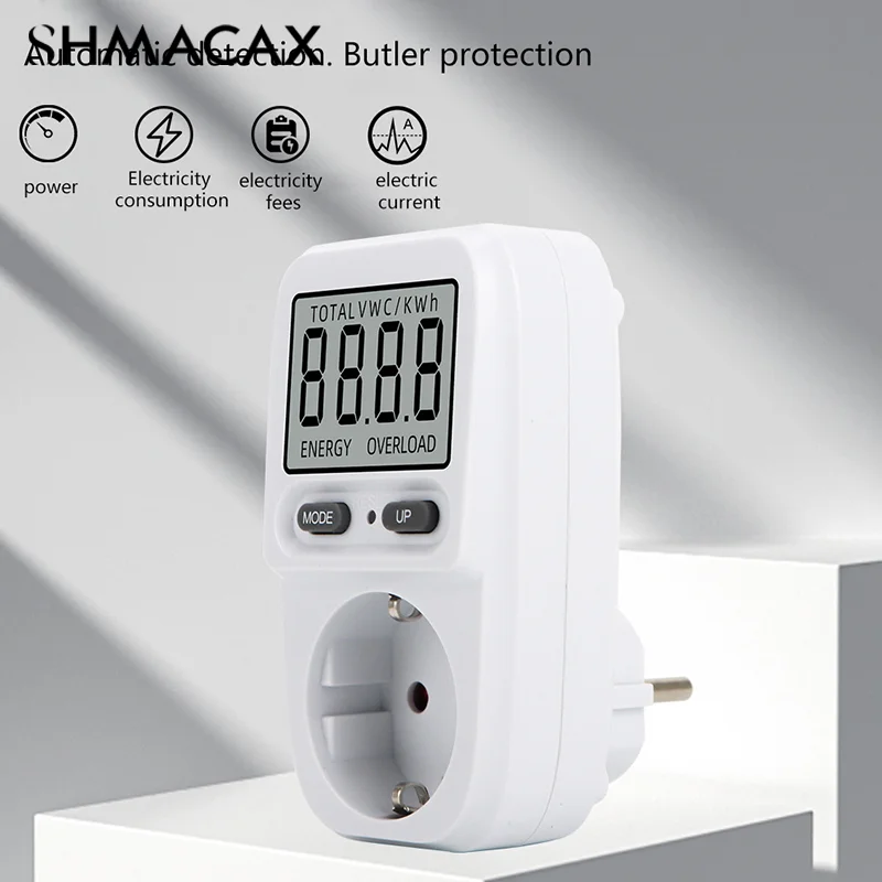 220V Electricity Power Meter Wattmeter LCD Energy Meter Socket Electric Tester Measuring Outlet Power Analyzer EU