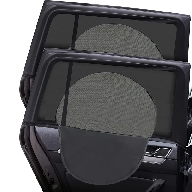 4PCS Car Sunshade Net Curtain Double-layer Sunshade and Heat Insulation Zipper Type High-elastic Vehicle Outdoor Curtain