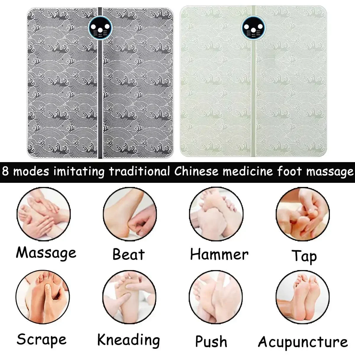 Tens EMS Foot Massager Fisioterapia Mat Massageador de pes Type-C Charging Electronic Foot Fitness Massage Gym Equipment