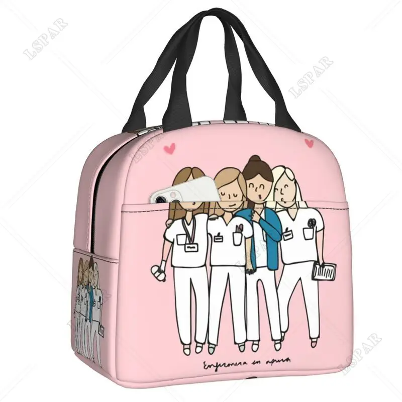 Enfermera En Apuros Doctor Nurse Thermal Insulated Lunch Bag Women Lunch Container for Work Storage Food Bento Box