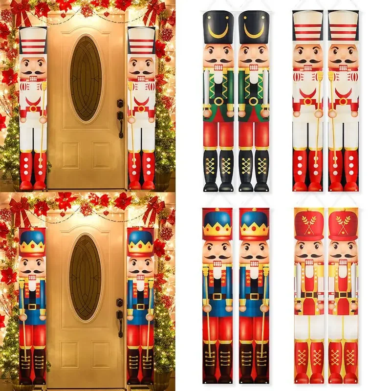 Nutcracker Soldier Banner Christmas Decorations For Home 2024 Xmas Hanging Ornaments Door Decor Navidad Noel Gifts New Year 2025