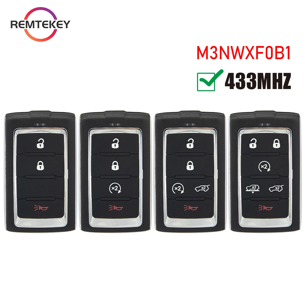 

REMTEKEY Smart Car Key Fob Remote Control FCC M3NWXF0B1 433mhz 4A Chip 3/4/5/6 Buttons for Jeep Wagoneer Grand Cherokee