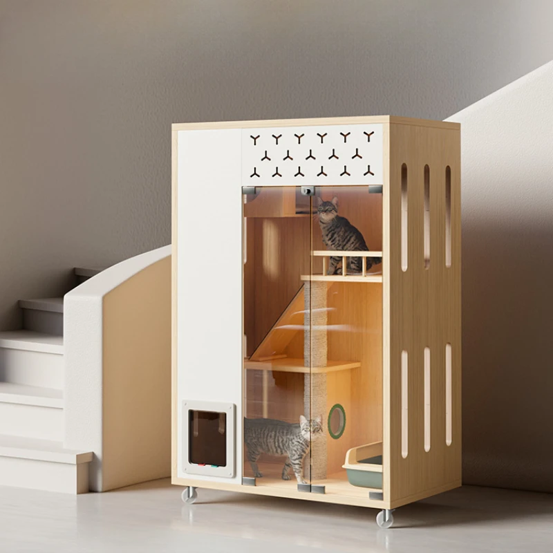 

Solid wood cat cabinet, villa, nest, cat house, t house, super large space, croom, luxurious cat cage