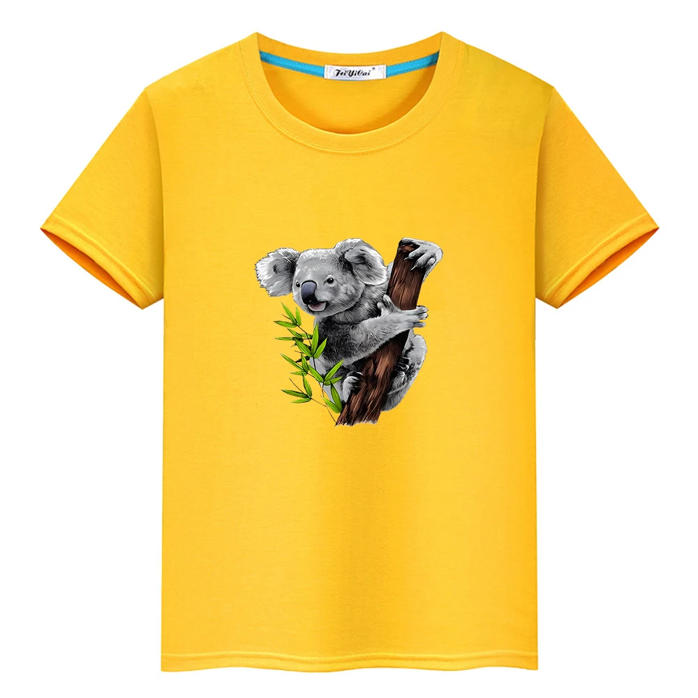 Australia Animal Koala Cartoon T-shirt 100% Cotton Boys and Girls Cute Tee-shirt for Summer O-neck Comfortable Soft Tshirt Child