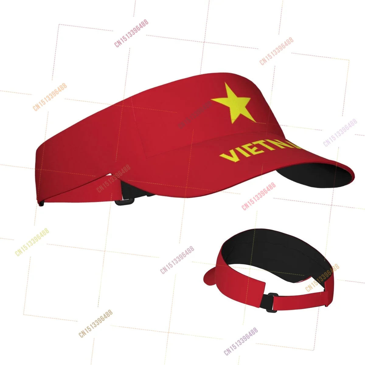 VIETNAM Flag Sunscreen Visor Cap Adjustable Breathable Sun Hats Unisex Sports for Beach Golf Tennis Outdoor