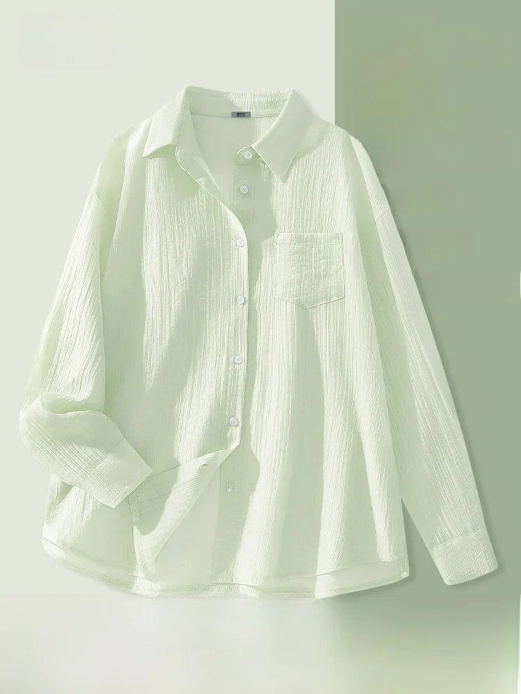 

Легкая женская повседневная свободная рубашка с длинным рукавом, однотонная, SNOW FLNG, весенняя новинка