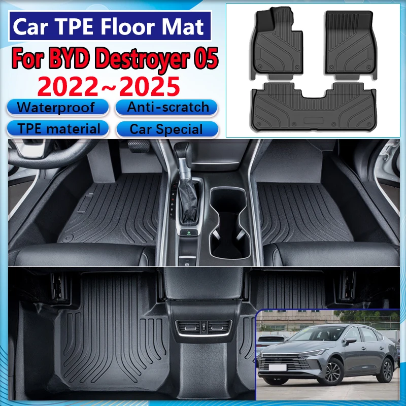 

Car Accessories For BYD Destroyer 05 2022~2024 2025 Chazor King TPE Floor Mat Anti-scratch Mud Carpet Foot Pad Full Rug Cushion