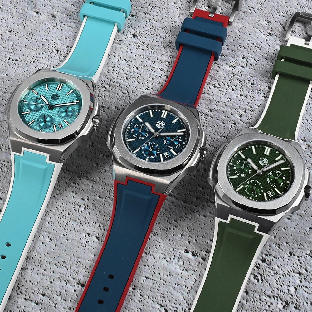 San Martin 43mm reloj de lujo para hombres de negocios multifuncional Miyota 9120 relojes mecánicos automáticos luminosos impermeables SN0075