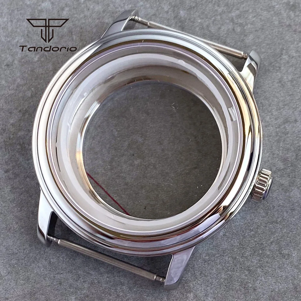 Polished 40mm Stainless Steel Watch Case Sapphire Fit NH35 NH36 Miyota8215 821A ETA2836 ETA2824 PT5000 Transparent Glass Back