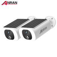 ANRAN 2PCS Outdoor Wireless 2.4G WIFI Camera 3MP Solar Security Camera Battery Camera Floodlight Color Night Vision Local Alarm