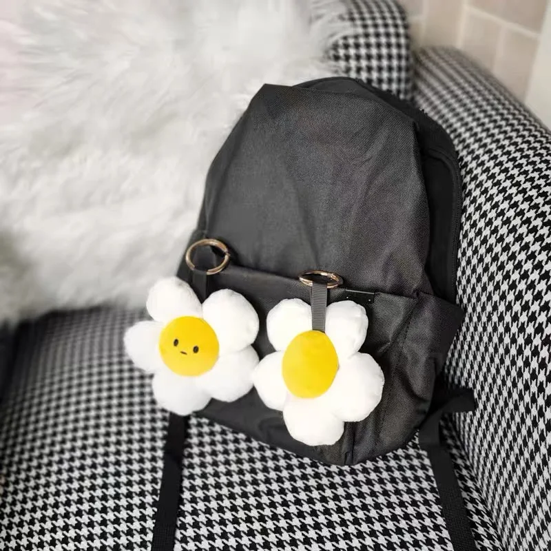 Cute Plush Sun Flower Keychains Kawaii Cartoon Smile Face Flower Dolls Bag Pendants Car Key Chain Charms Accessories Keyring