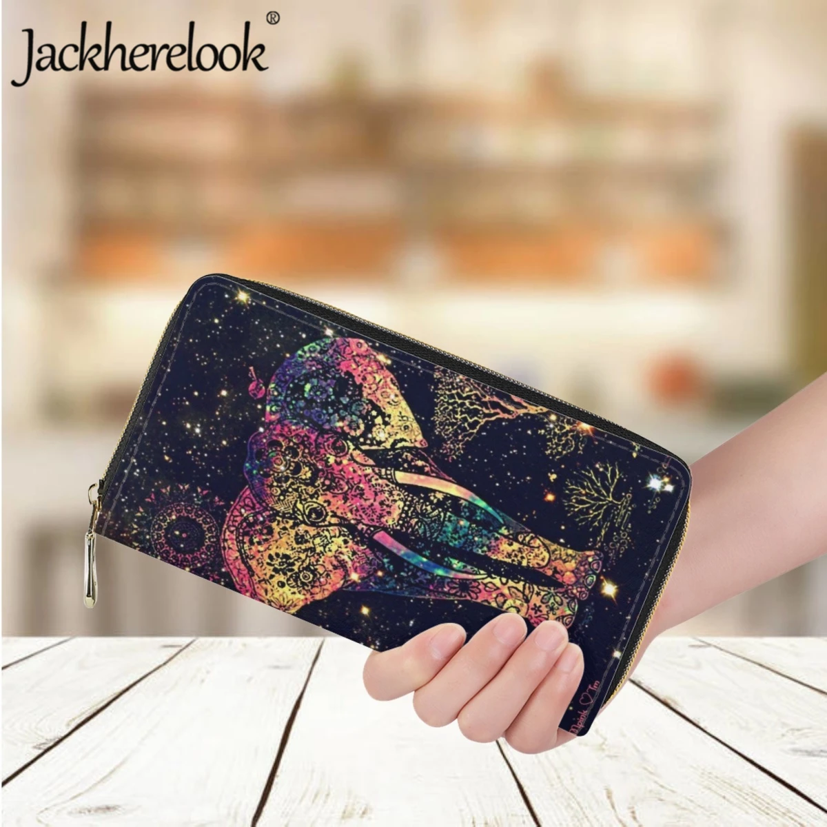 

Jackherelook Women Fashion Leather Luxury Wallet New Polynesian Elephant Style Bank Card Holder Purse Ladies Shopping Money Bag