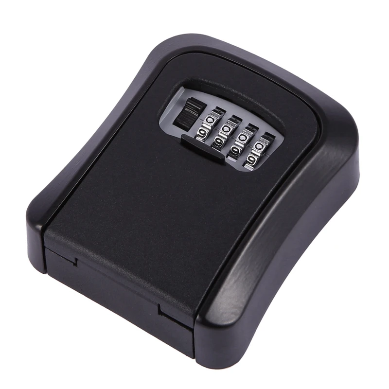 6X Black Password Key Lock Box Wall Mounted Zinc Alloy Key Box Weatherproof 4 Digit Combination Key Storage Lock Box