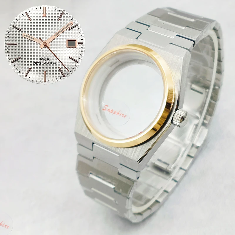 Корпус PRX Super Player Корпуса для часов из сапфирового стекла Подходит для механизма NH35 4R35 NH36 Прозрачная задняя крышка Детали корпуса часов PRX
