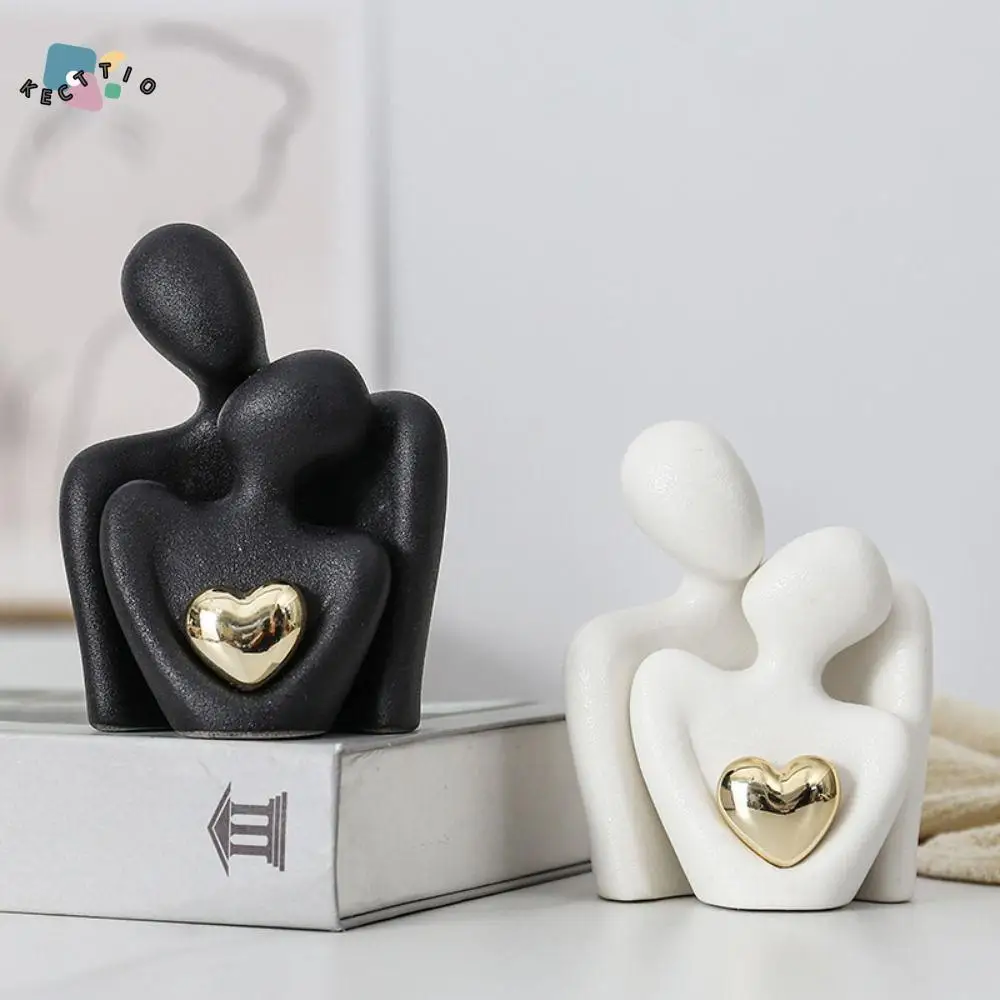 

Crafts Ceramic Couples Embrace Statue Creative Abstract People Love Sculpture Waterproof Handicraft Miniatures Figurine Home