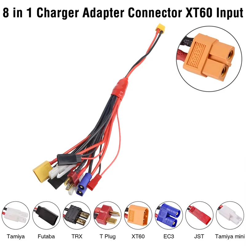1Pcs / 3Pcs XT60 4.0MM Banana Connector To XT60 JST Futaba T Plug 8 in 1 Charging Adapter Converter for Imax B6AC Lipo Battery