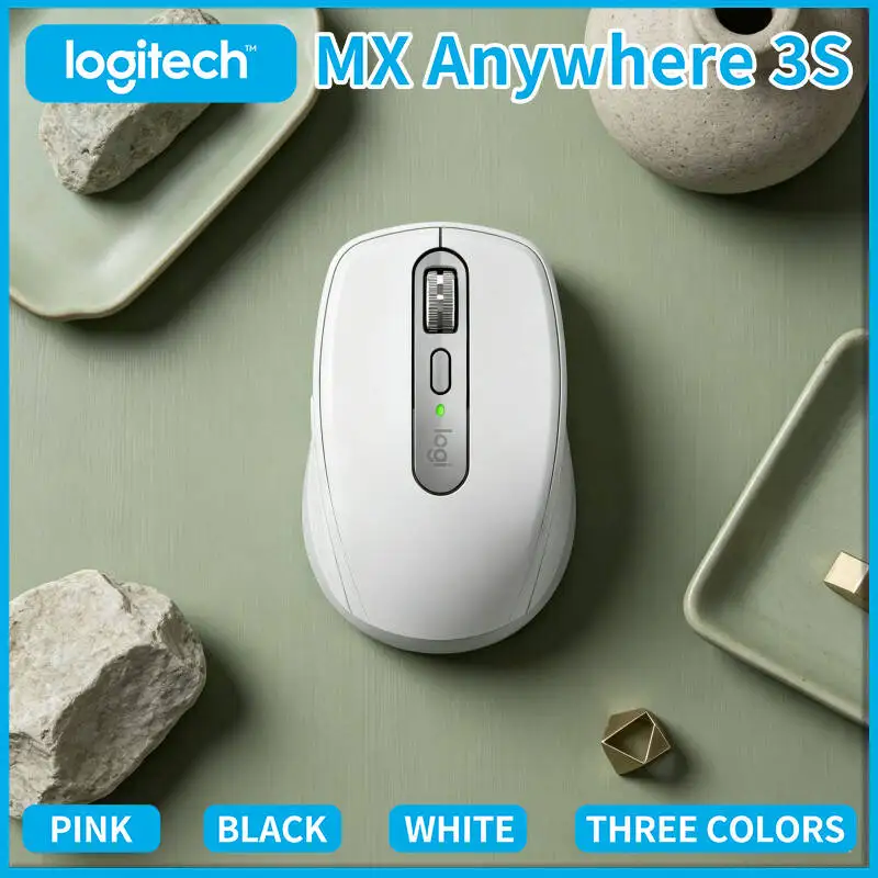 Logitech MX Anywhere 3S Wireless Mouse - 8K DPI Glass Tracking, MagSpeed Scroll, Silent Click, Anti-Slip Grip, Office Use