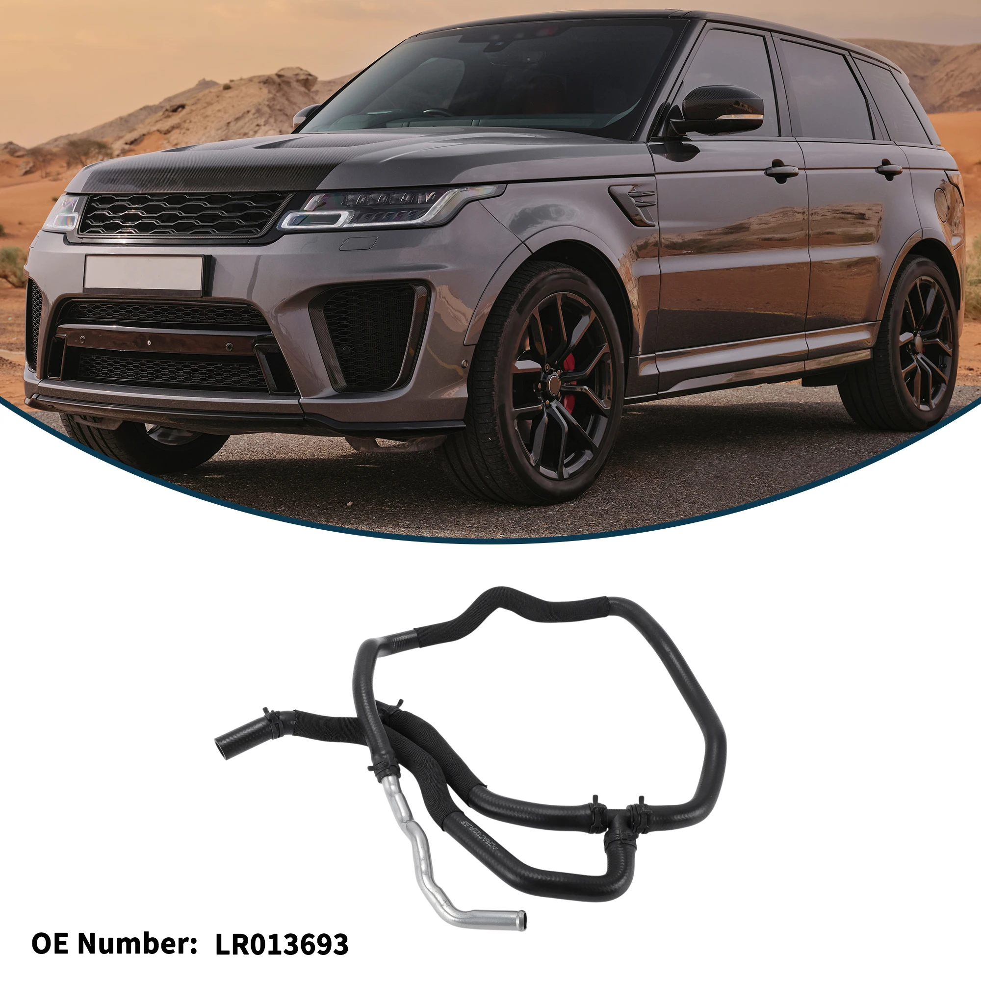 UXCELL ラジエーターホース ヒーターホース No.LR013693 ランドローバー用 ラバーアイアン 冷却液パイプ ブラック シルバートーン