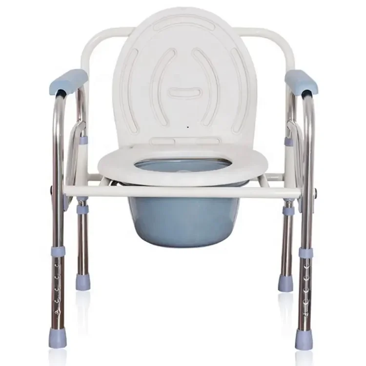 Hot Sale Lightweight Adjustable Height Steel Commode Toilet Chair Medical Shower Bath Seat