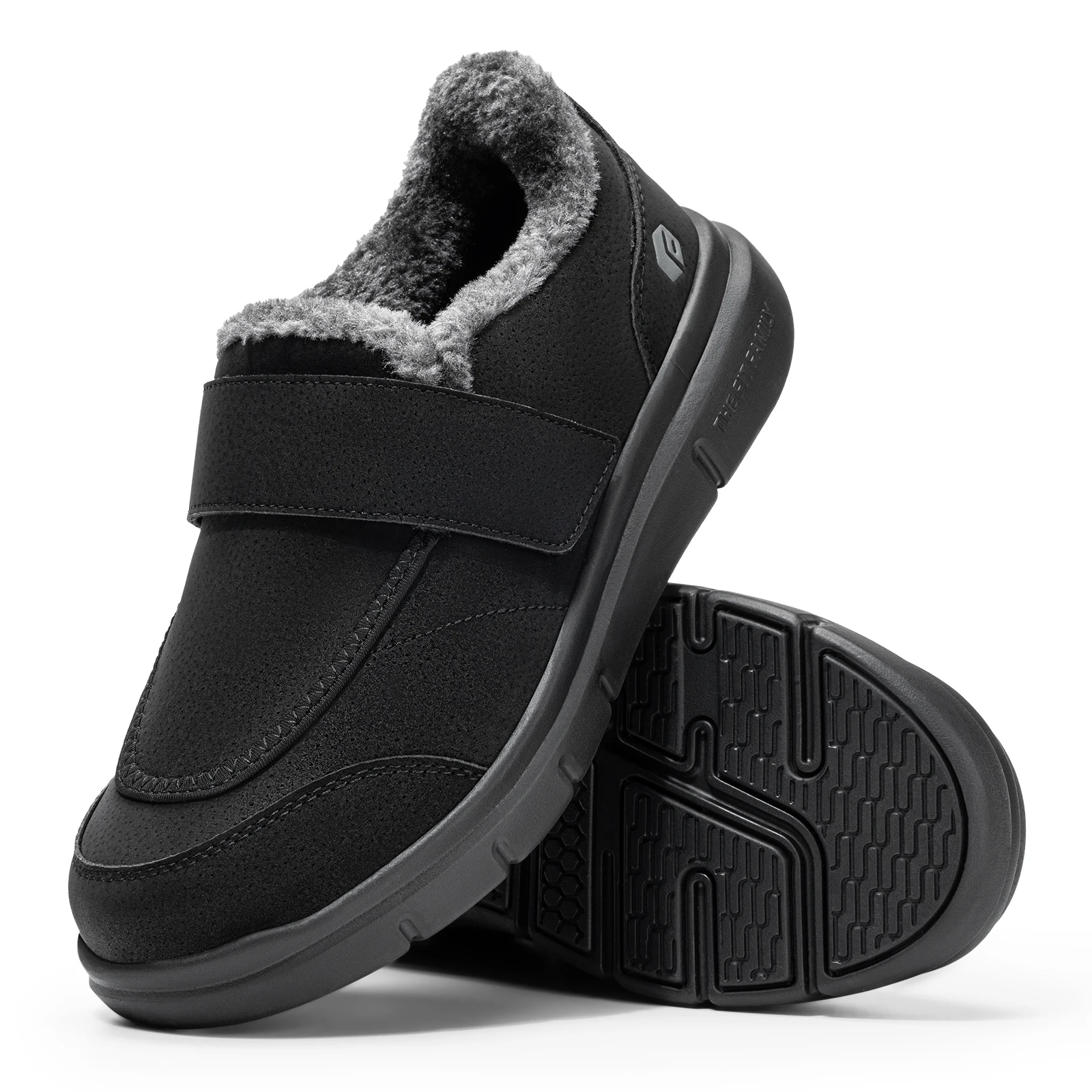 

FitVille Men's Winter Shoes Slippers Non-slip Plush House Shoes Adjustable Straps Indoor&Outdoor Slippers with Arch Support