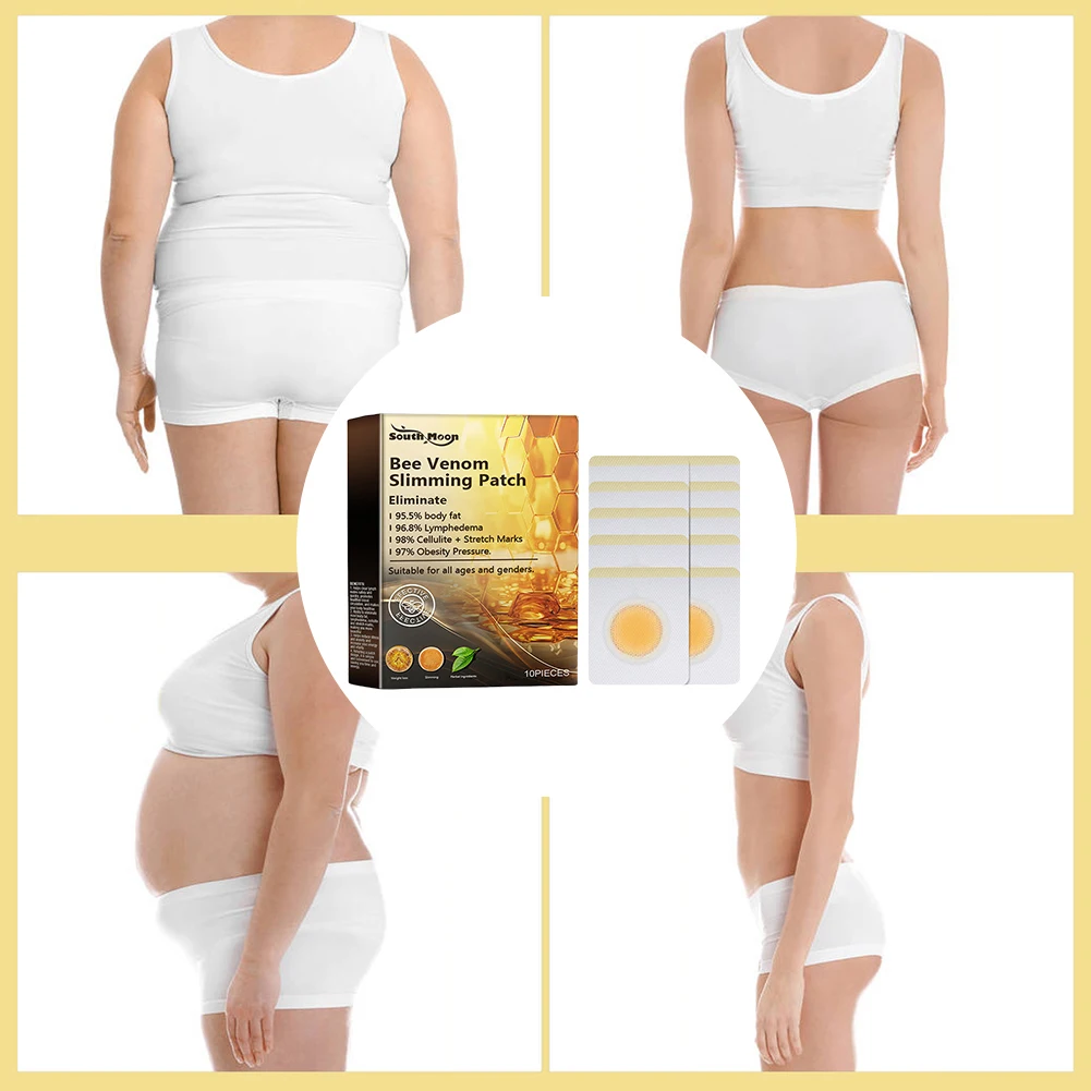 10Pcs Honeybee Venom Drainage Patches Long Lasting Belly Slimming Patch Body Shaping Lose Weight Detox Sticker for Female Male