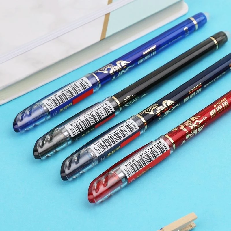 W89C 0.38 mm Pen gel borrable con papelería oficina escuela recargas negras azules rojos