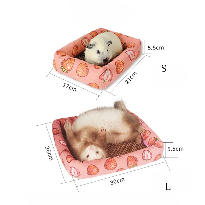 Summer Small Pets Cool Nest Puppy Kitten Rattan Mat Cute Print Pet Cooling Mat for Guinea Pig Hamster Chinchilla  Small Cage