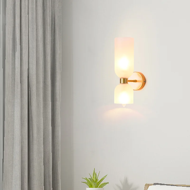 Imagem -05 - Minimalista Modern Led Glass Wall Lamps Sala Quarto Cabeceira Leitura Luzes da Parede Branco Leitoso Azul Smoky Gray Glass Lamp