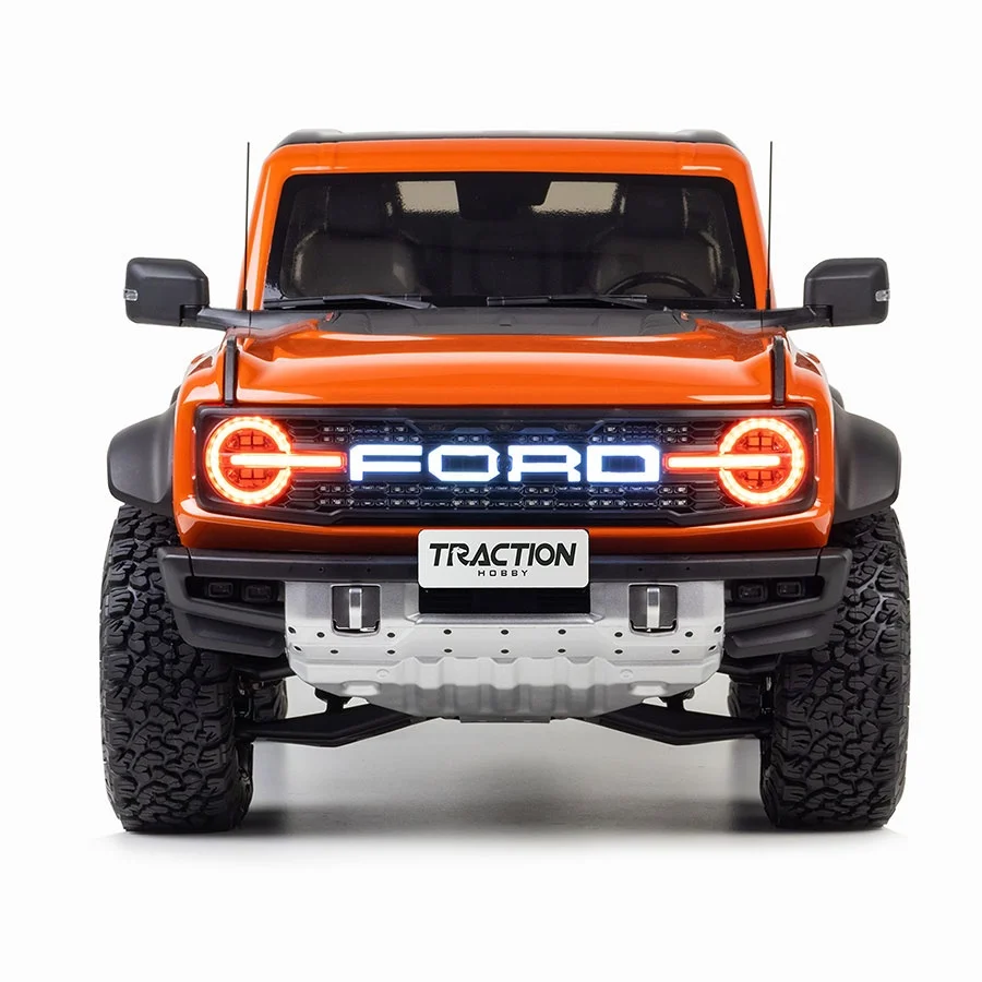 1/8 Scale KM Ford Bronco Raptor RC crawler on rugged terrain