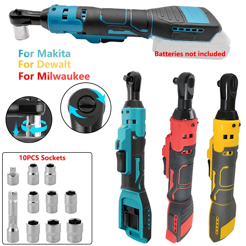 

Ratchet Wrench Kit for Makita/Dewalt/Milwaukee 18V Battery 45 Ft-lbs 3/8" Electric Ratchet Set With 8PCS Sockets Extension LED