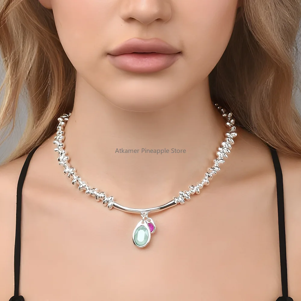 

Irregular Water Drop Two-color Crystal Bead Necklace Collarbone Chain Women's Party Exquisite Accessories High-quality Gifts