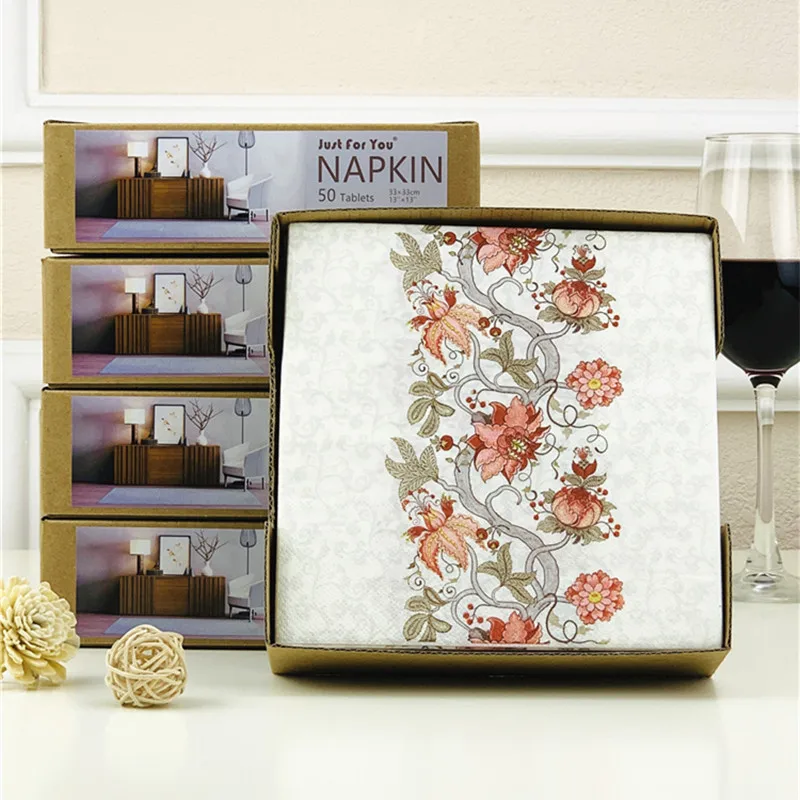 50 sheets in a box Pattern Printing Creative Facial Tissue Paper Hotel Restaurant Party Napkin