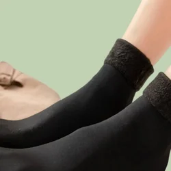 Solid colorWomen Autumn and Winter Warm Medium Tube Socks Snow Velvet Boots Home Floor Nylon WoolThicken WarmThermal Cashmere