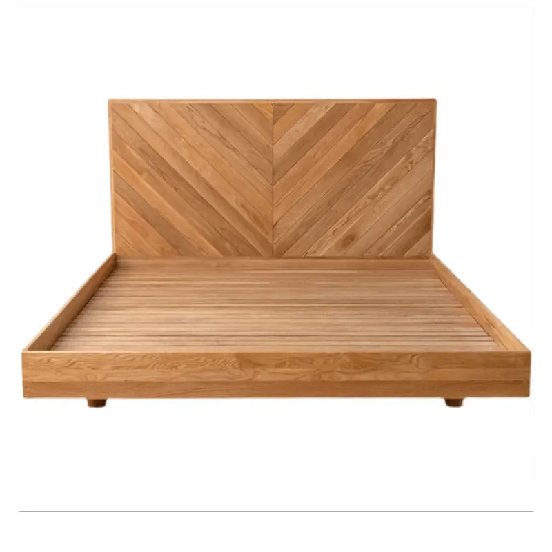 Nordic Cherry All Solid Wood Double Bed White Oak Retro Queen Bed