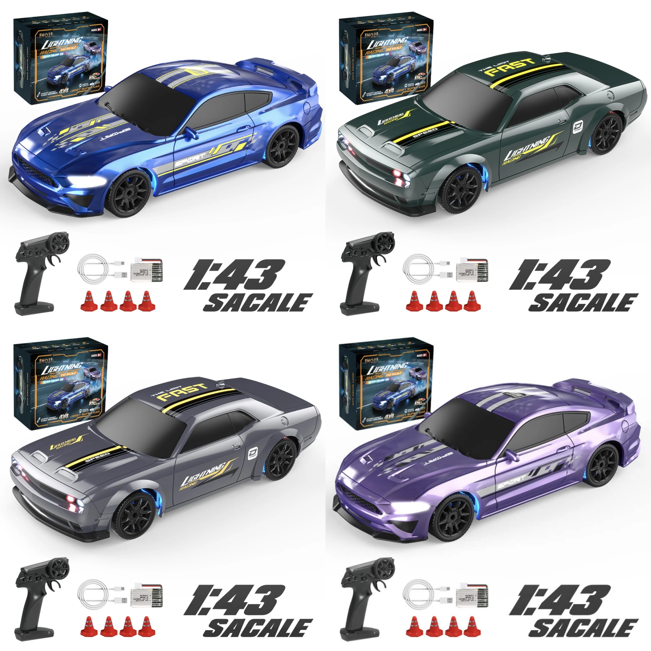 1:43 4WD RC Drift Car 2.4G Radio Mini High Speed Racing Cars Truck With Gyroscope Speed Real Lighting Vehicle Model Toy Gift