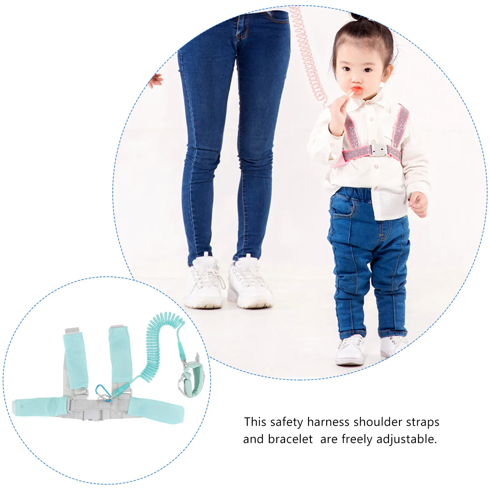 2Pcs Anti Lost Safety Harness Straps Sky-Blue Child Leash Wrist Link Traction Rope for Toddlers Outdoor Safety - view 3