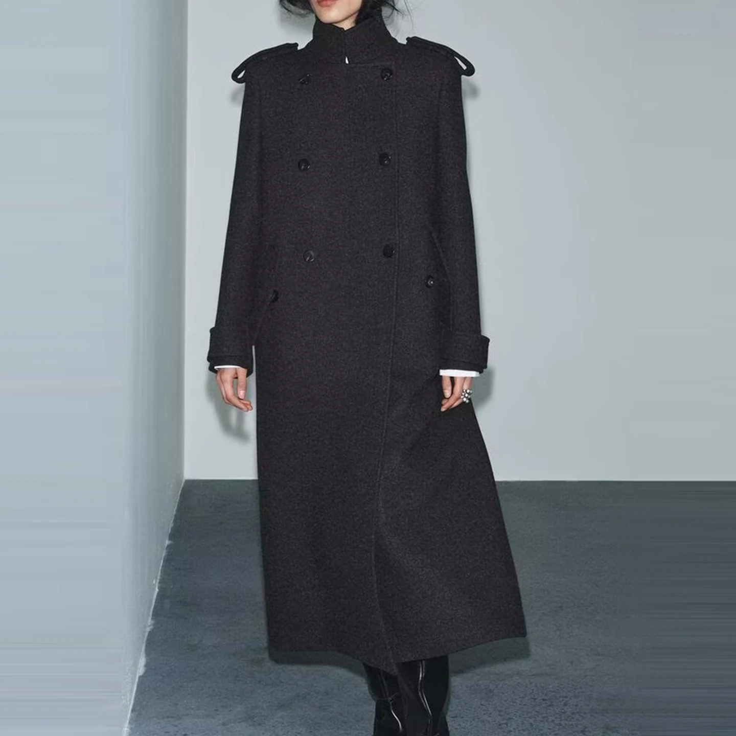 Z 2025 الشتاء Faion معطف طويل بسيط شخصية ملابس خارجية Ele سترة واقية المرأة ملابس عالية الجودة #2