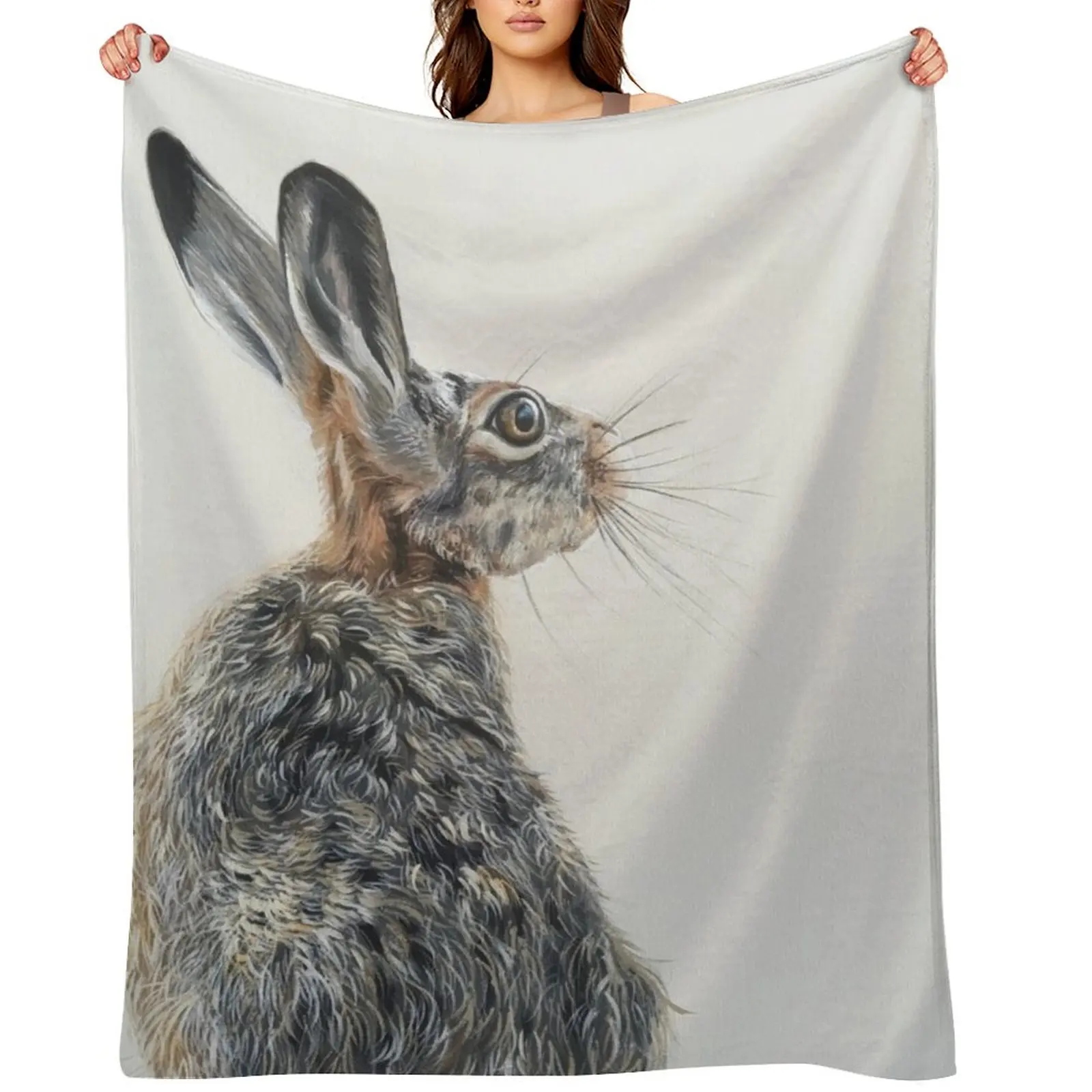 

Hare by Julie Jones Throw Blanket Quilt Decorative Beds Travel Plaid Blankets