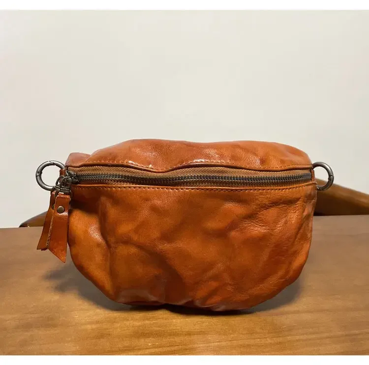 Vintage leather vegetable tanned first layer cowhide messenger mobile phone bag