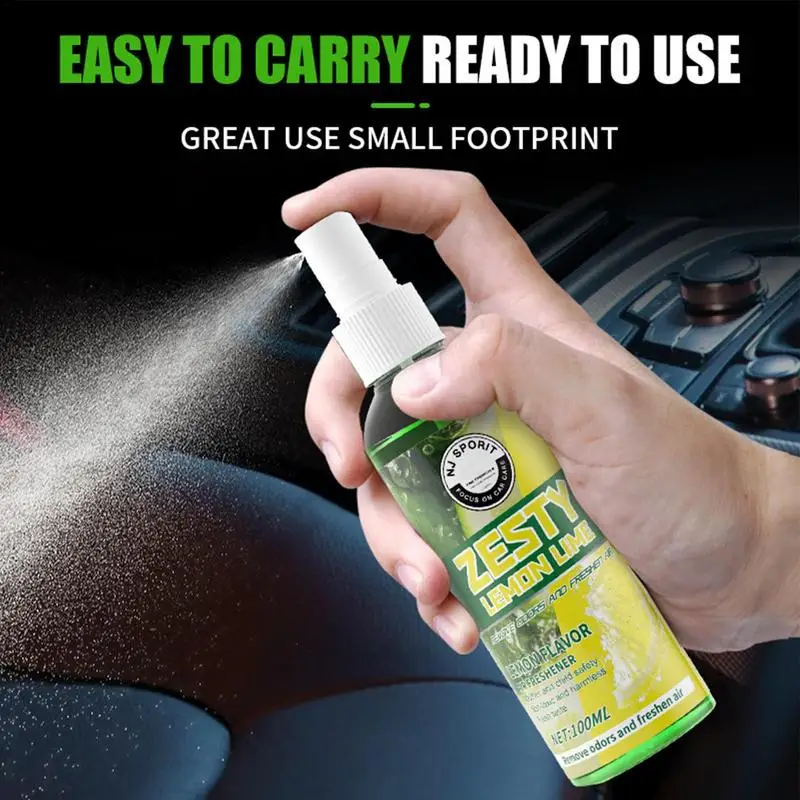 Car Odor Remover Spray 100ml Powerful Smell Eliminator With Lemon Scent Multipurpose Odor Remover For Trucks Garages Studios