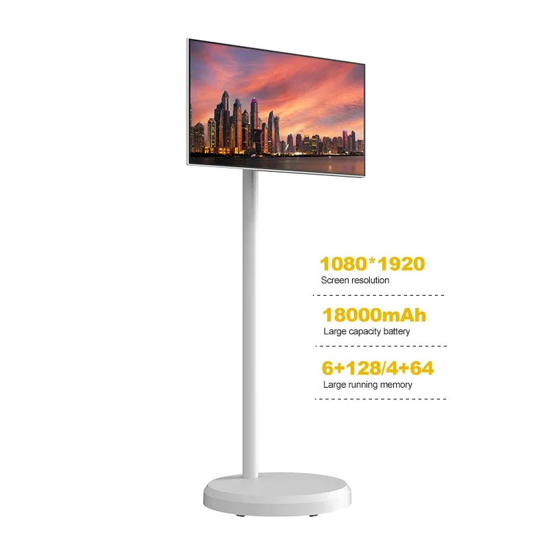 Portable 21.5 Inch Display Ips Screen Rotate Wifi Stand By Floor Standing TV For Work Studying Workout Gaming